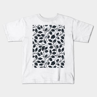 Black Leafed Pattern Kids T-Shirt